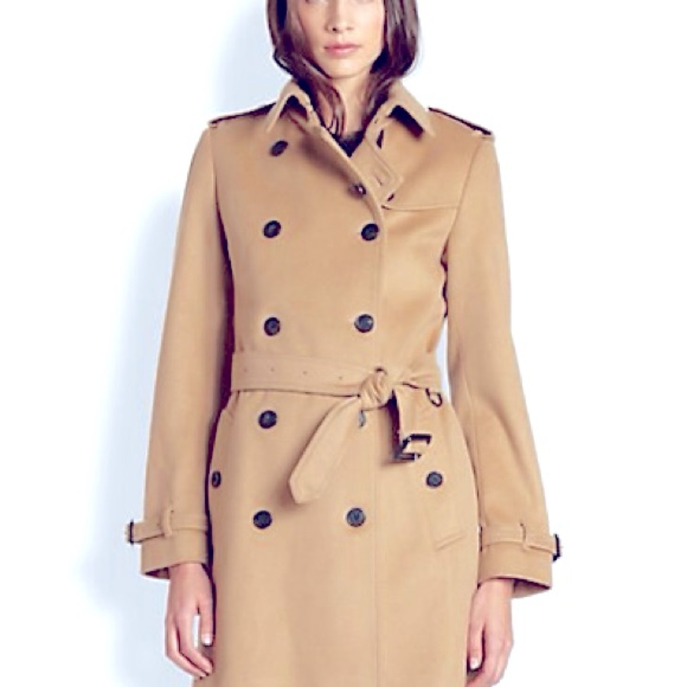 Burberry wool cashmere Tan Double-Breasted Trench Coat